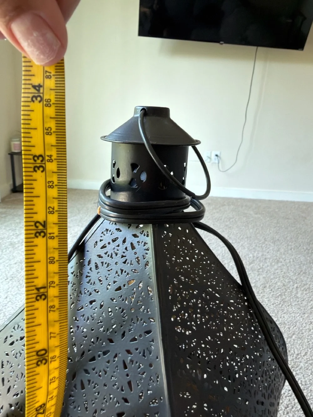 Black Decorative Moroccan-Style Floor Lantern - Unbranded